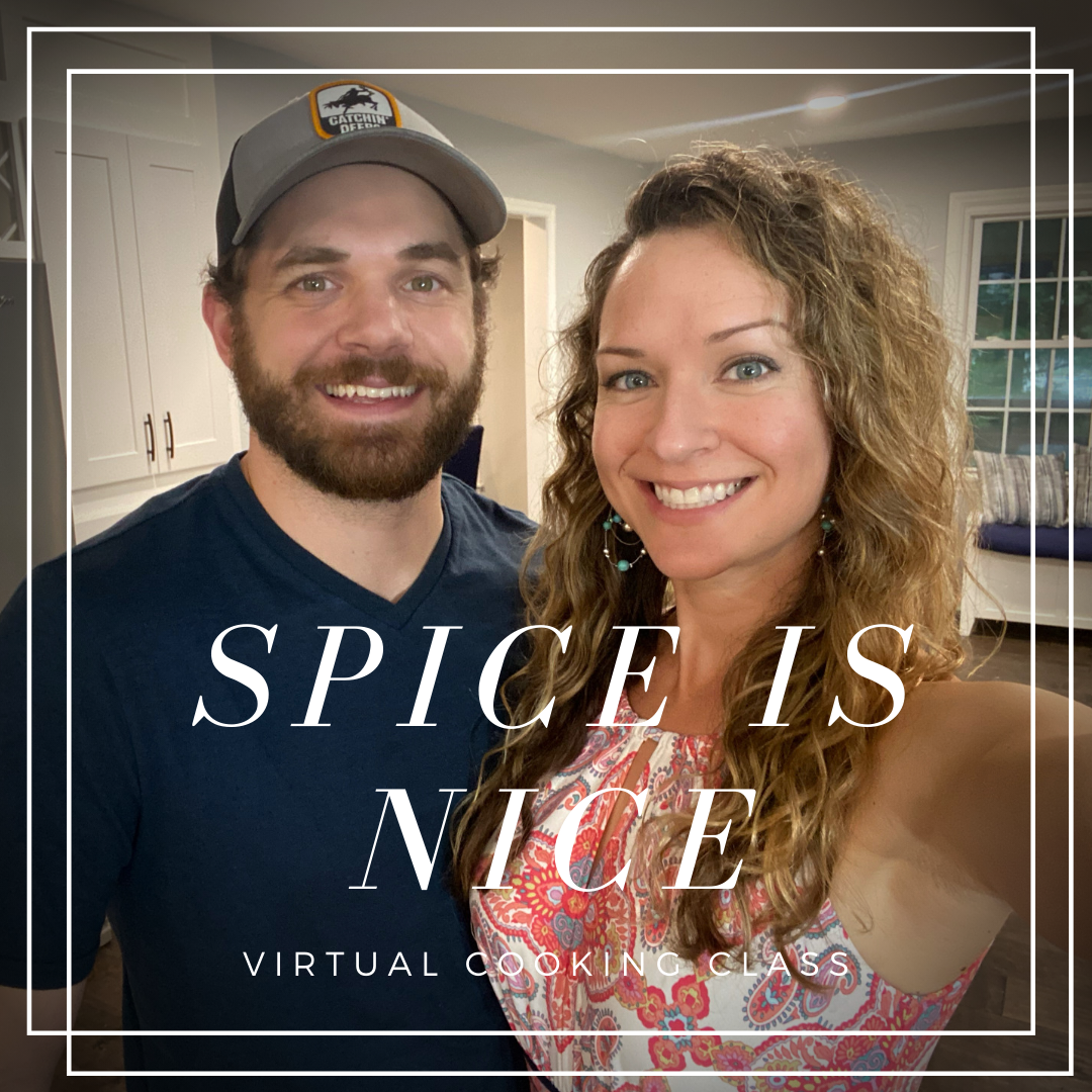 Spice is Nice Virtual Cooking Class, shrimp curry and raita with a spiced mule cooked live with Elena McCown, LLC a health coach in Franklin, TN, gluten-free, dairy-free and can be made vegan