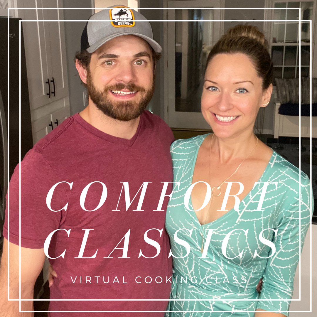 Comfort Classics Virtual Cooking Class; virtual cooking classes with gluten free and dairy free recipes with alcohol by Elena McCown, LLC a health coach in Franklin, TN