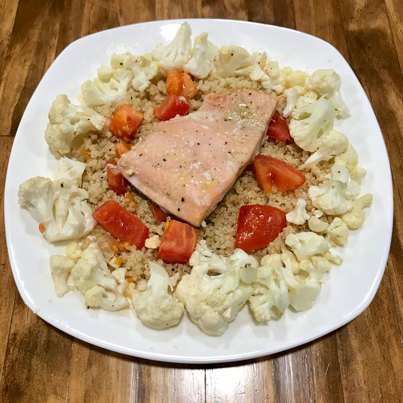 Salmon with Vegetables, gluten free and dairy free recipes by Elena McCown, LLC a health coach in Franklin, TN