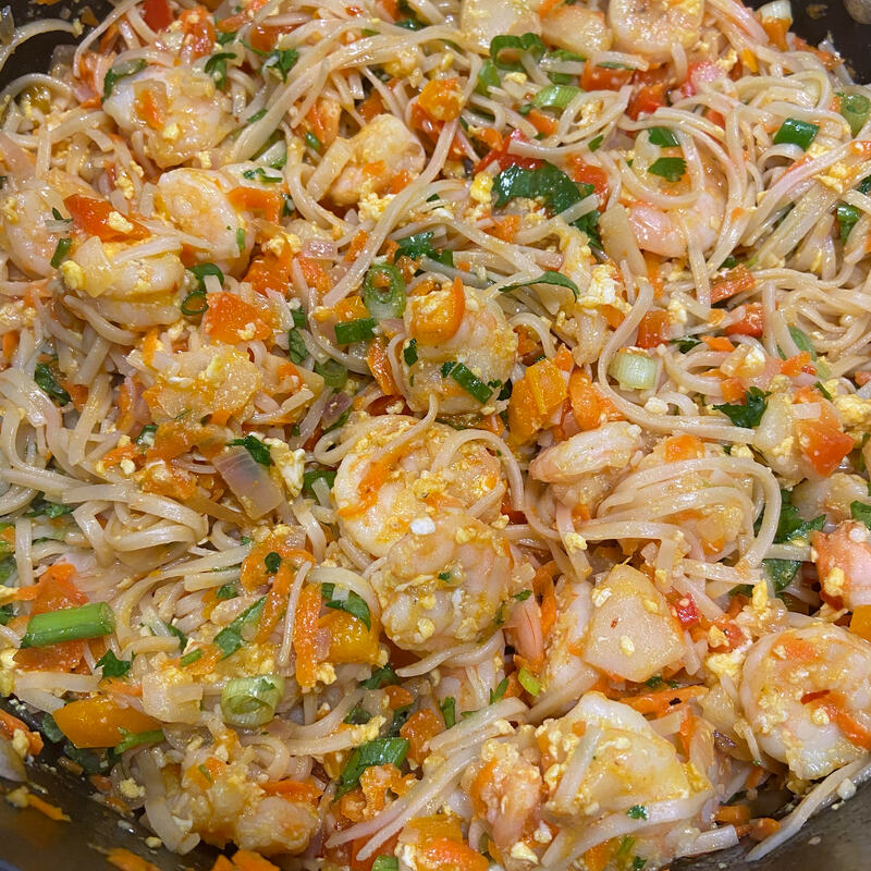Shrimp Pad Thai, gluten-free and dairy-free recipes by Elena McCown, LLC a health coach in Franklin, TN