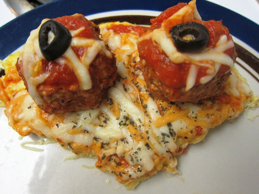 Halloween Tricks & Treats. Control Sugar Cravings. Spaghetti Squash Pizza with Meatballs (Zombie Brains and Bloody Eyeballs) with Chocolate Pudding (Dirt Cups). Gluten free and dairy free recipes by Elena McCown, LLC a health coach in Franklin, TN