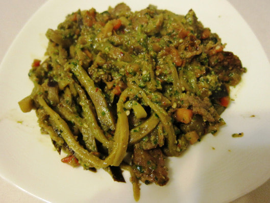 Spinach Pesto Eggplant Pasta