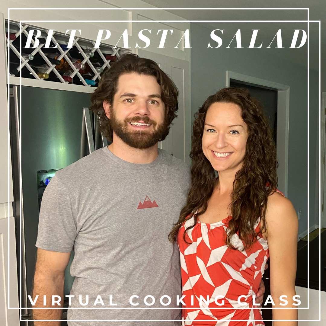 BLT Pasta Salad Virtual Cooking Class, gluten free and dairy free recipes by Elena McCown, LLC a health coach in Franklin, TN
