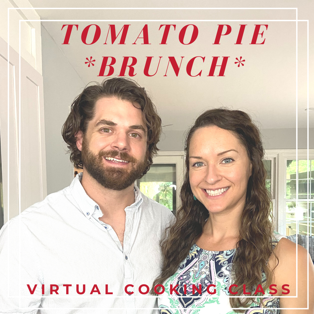 Tomato Pie Brunch Virtual Cooking Class hosted by Elena McCown, LLC a health coach in Franklin, TN with gluten-free and dairy-free recipes and classes 