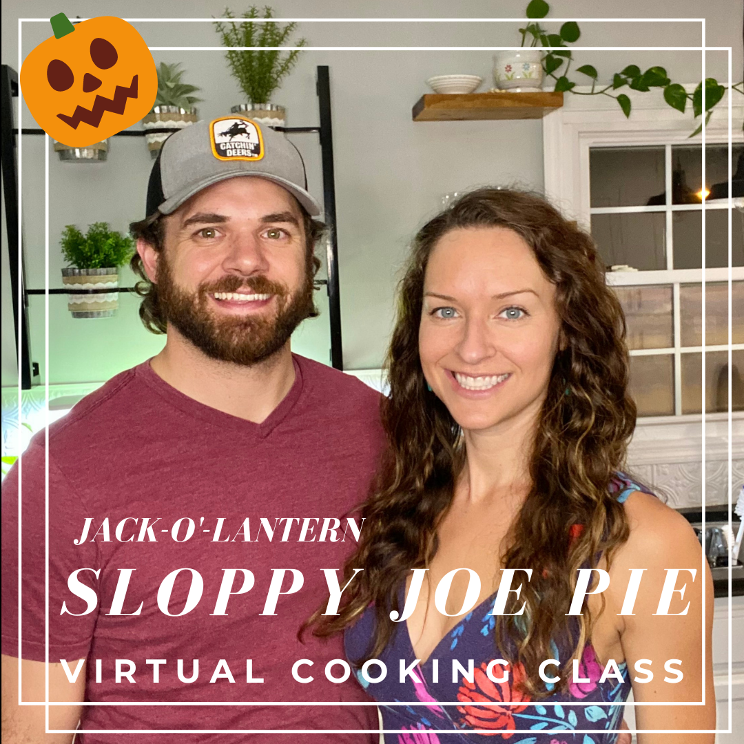 Philly Cheesesteak Sloppy Joe Pie Virtual Cooking Class for Halloween hosted by Elena McCown, LLC a health coach and cook in Franklin, TN